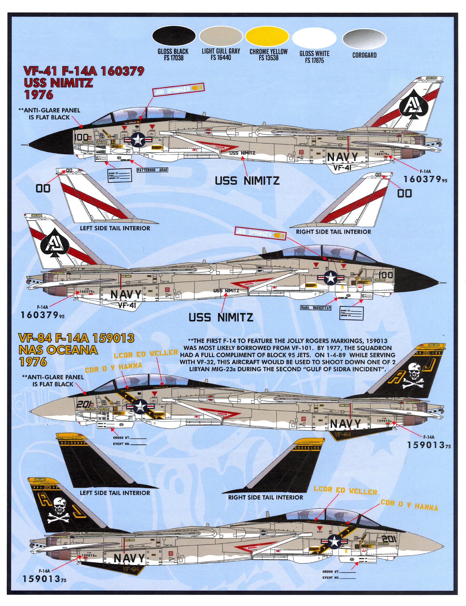 Furball Decals 1 48 GRUMMAN F 14 TOMCAT Colors Markings U S Navy